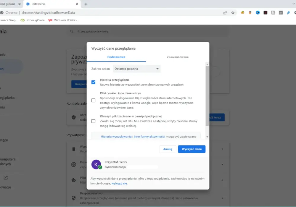 Usuń ślady przeglądania Google - Czyścisz wszystko?