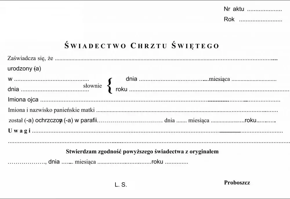 Jak uzyskać odpis aktu chrztu?