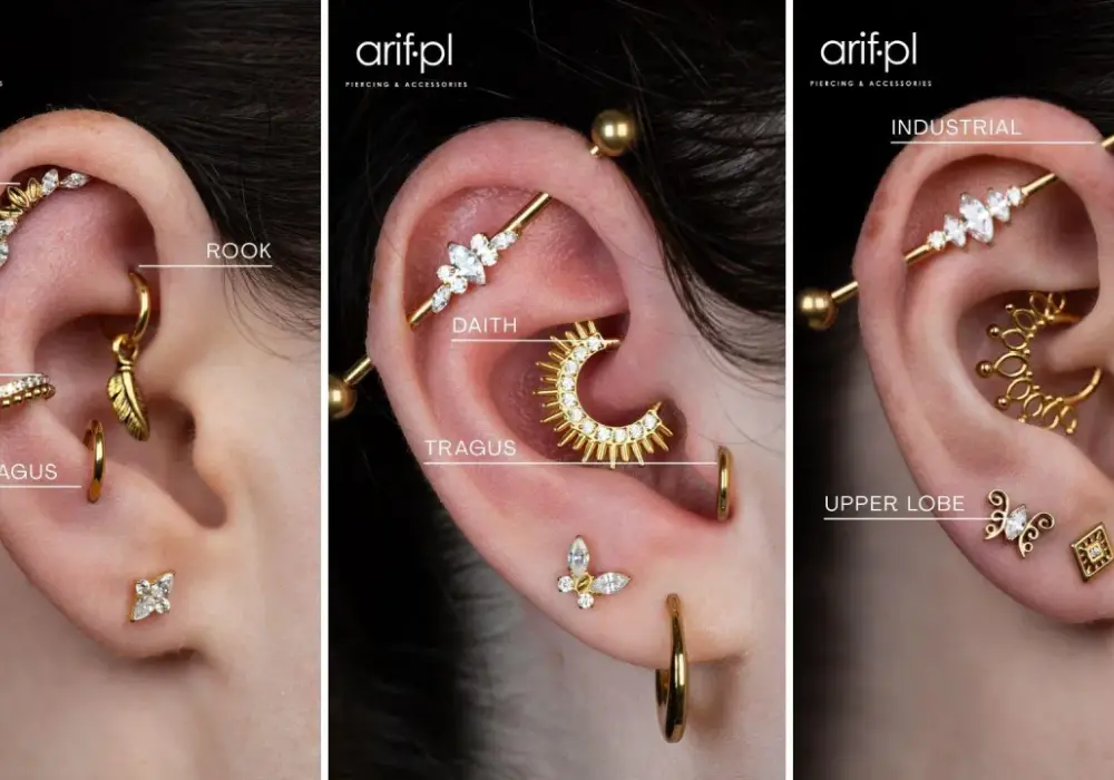 Nazwy przekłuć ucha - Helix, conch, tragus i inne. Poradnik