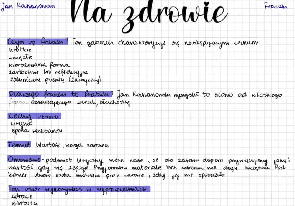 Fraszka Kochanowskiego "Na zdrowie" - Co naprawdę znaczy?