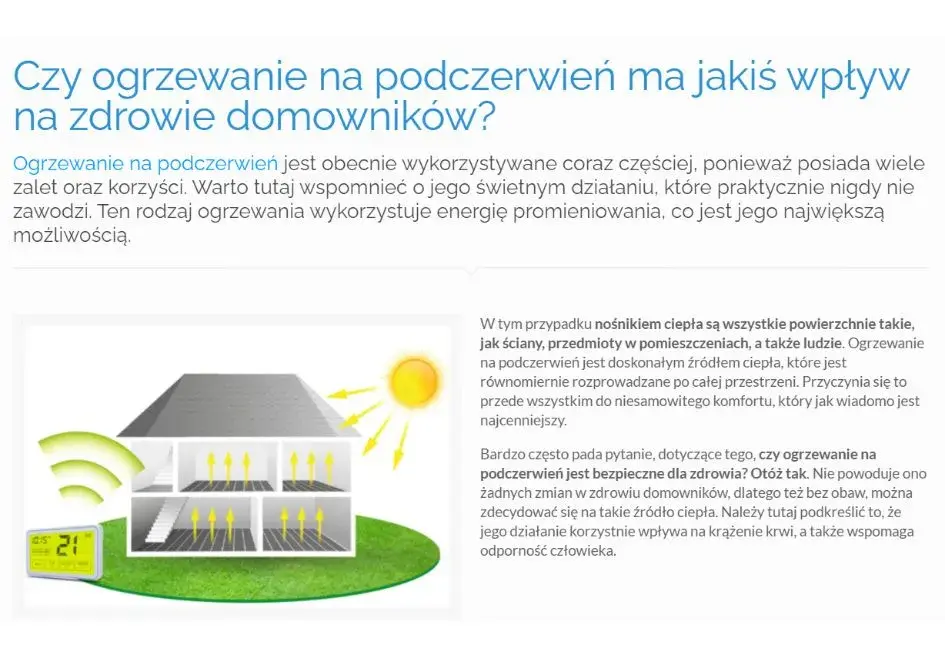 Czy ogrzewanie na podczerwień jest szkodliwe dla zdrowia ludzi?