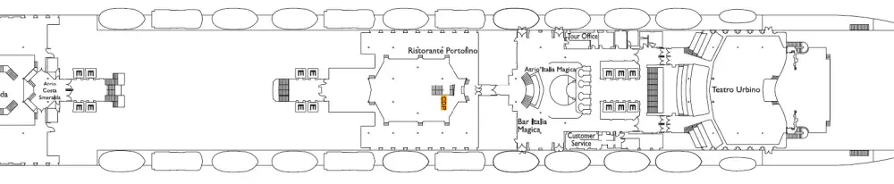 Szczegółowy plan pokładów Costa Magica - mapa wszystkich stref statku