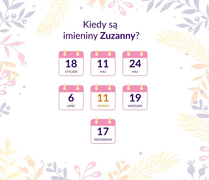Kiedy Zuzanna obchodzi imieniny? Sprawdź daty imienin Zuzanny