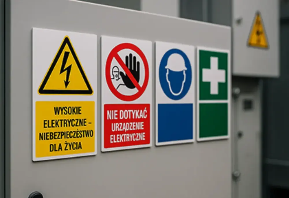 Jakie znaki bezpieczeństwa są prawnie wymagane w obiektach elektroenergetycznych?