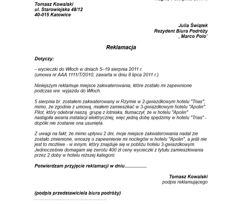 Profesjonalna reklamacja usługi: skuteczny wzór, który rozwiąże twój problem