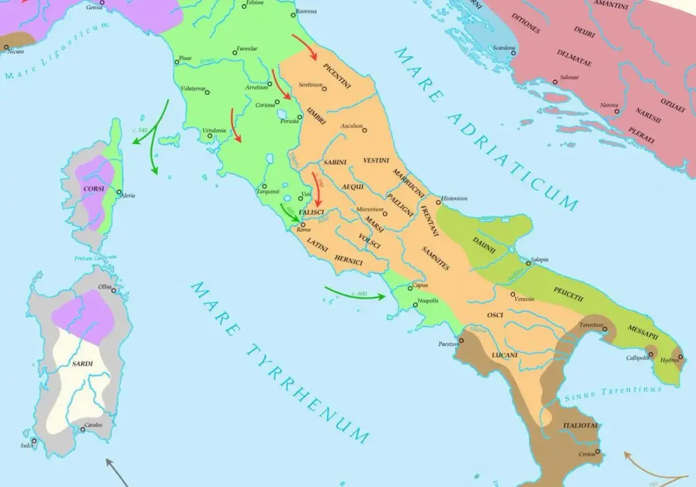 Starożytna Italia mapa: regiony, plemiona i geografia antyczna