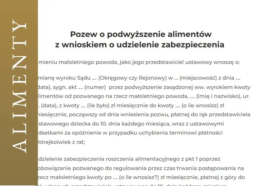 Jak napisać wniosek o podwyższenie alimentów: kompletny przykład z wzorem