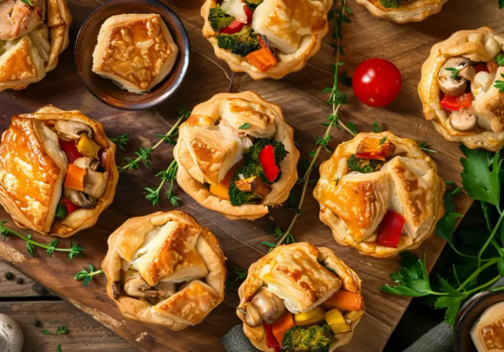 Muffiny z ciasta francuskiego z kurczakiem: szybka przekąska na imprezę