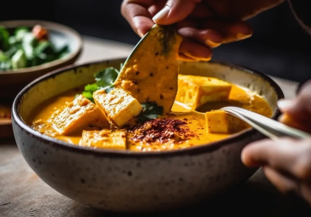 Żółte curry z tofu i warzywami - przepis kulinarne