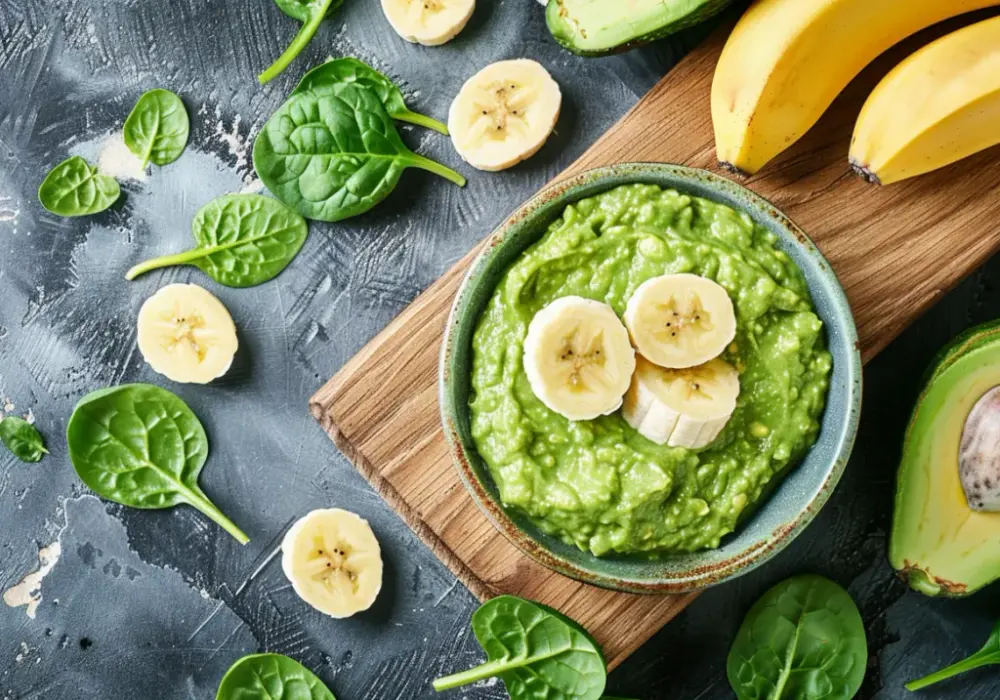 Pasta z awokado dla niemowlaka z dodatkiem banana i szpinaku