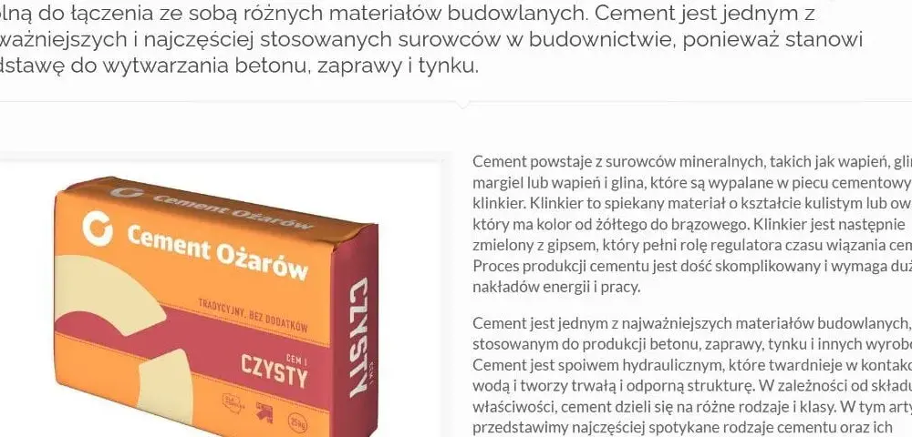 Cement 1 czy 2: Kluczowe różnice i zastosowania w budownictwie