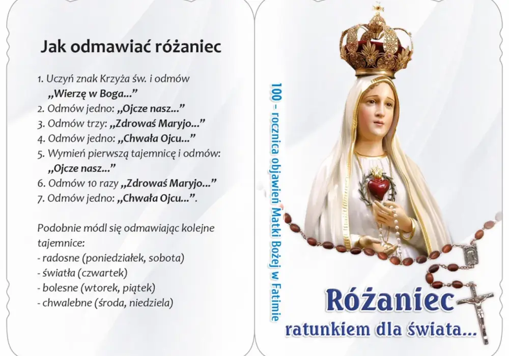 Krótka modlitwa fatimska - tekst, znaczenie i miejsce w różańcu