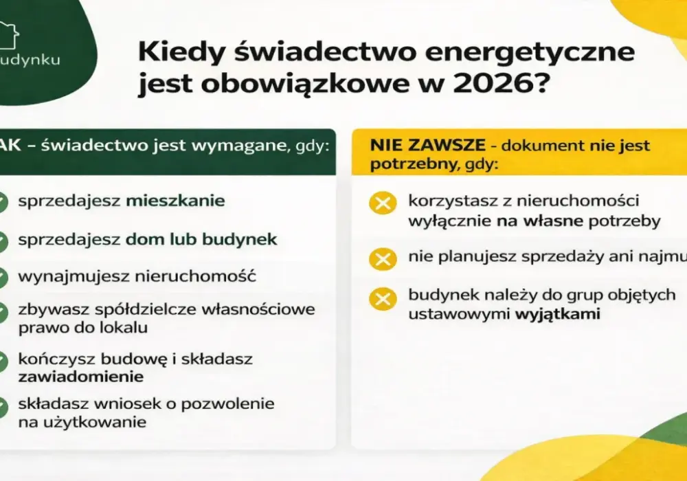 Świadectwo charakterystyki energetycznej - czy zawsze jest wymagane?