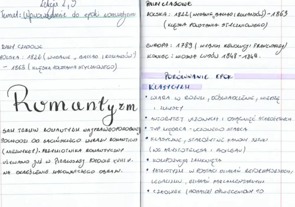 Romantyzm - ramy czasowe w Polsce i Europie. Jak zapamiętać?