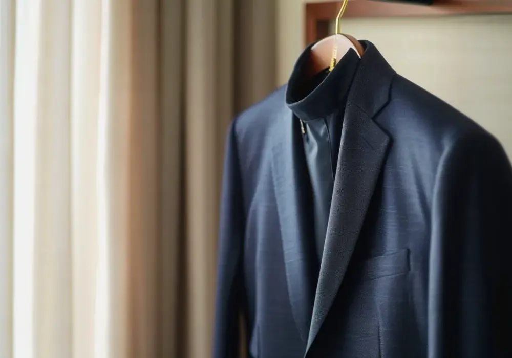 Marynarka ze stójką: Sekret eleganckiej stylizacji na specjalne okazje