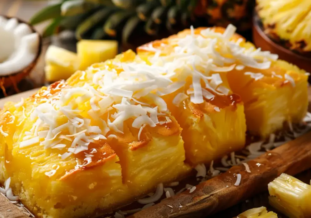 Przepis na ciasto Pina Colada z ananasem, kokosem i rumem
