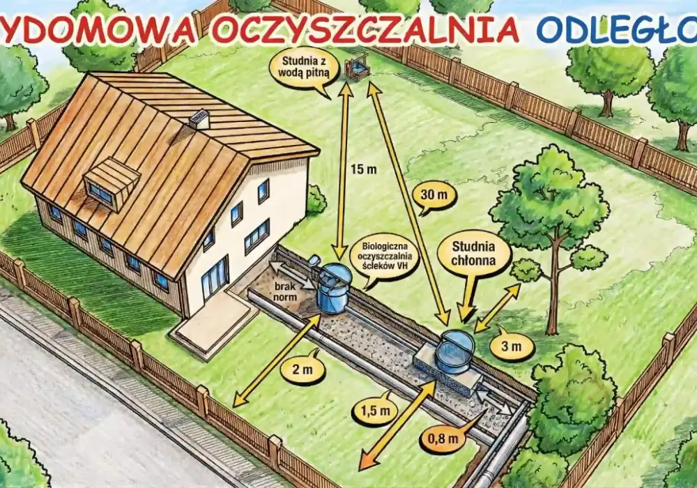 Przydomowa oczyszczalnia ścieków - jakie odległości obowiązują?