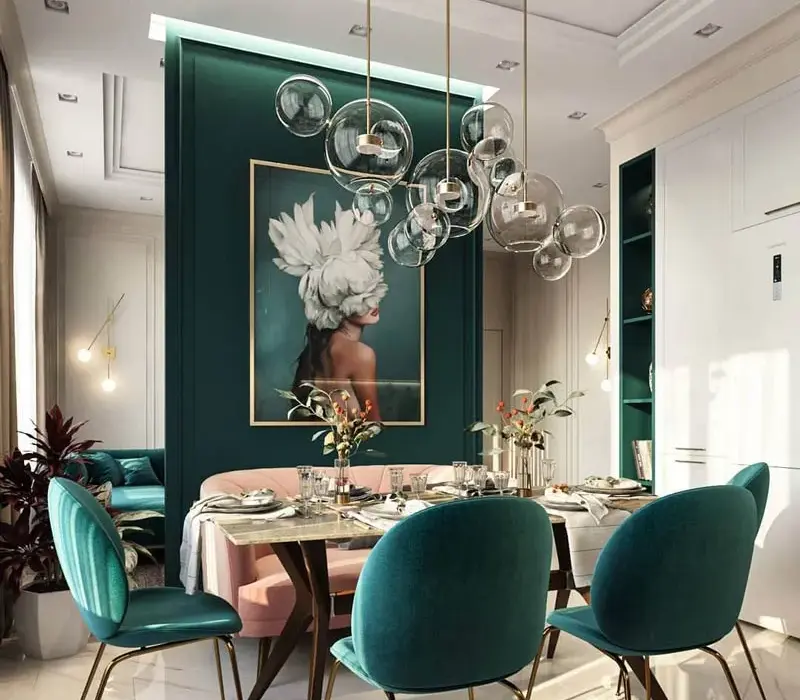 Salon butelkowa zieleń: 5 najlepszych inspiracji na stylowe wnętrze