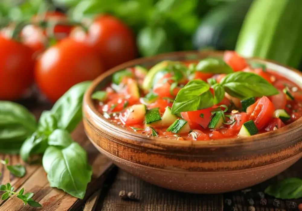 Sos do pizzy z cukinii, pomidorów i świeżych ziół
