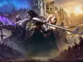 Guerreros fantásticos listos para la batalla, con castillos épicos de fondo. La fecha de lanzamiento de Throne and Liberty se acerca.