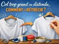Avant/après : un col de t-shirt trop grand est retravaillé. Apprenez comment coudre un col rond parfait avec cette illustration de couture.
