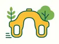 Żółte jarzmo z zielonymi elementami roślinnymi i drzewem. Symbolizuje troskę o naturę i nowe początki.