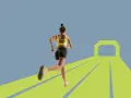 Kvinna springer mot en ljus framtid, redo att springa 3 km.
