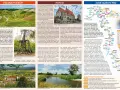 Mapa Ponidzia z zaznaczonymi szlakami kajakowymi Nidy i opisem atrakcji regionu.