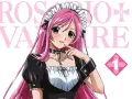 Manga-Charakter mit langen rosa Haaren, in einem Dienstmädchen-Outfit, mit einem Kreuz-Anhänger.