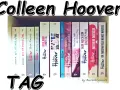 Reihe von Colleen Hoover Büchern auf einem Regal, mit Titeln wie "Never Never" und "Maybe Someday".