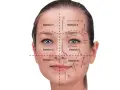 Guía de secciones y flechas para el drenaje linfático facial.