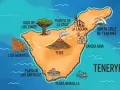 Mapa Teneryfy z zaznaczonymi atrakcjami: wulkan Teide, Los Gigantes, Playa de las Américas. Idealne miejsce na wczasy na Teneryfie!