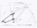 Diagram of an MTB frame showing dimensions and angles. The mtb head tube angle is indicated as 64 degrees.