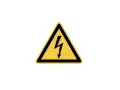 Gefahrensymbol: Blitz in einem gelben Dreieck. Vorsicht vor der "hour of power sekte"!