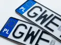 Dwie polskie tablice rejestracyjne z literami "GWE". Wszytko gotowe do wls rejestracji.