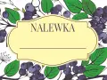 Ilustracja z aronią i liśćmi, z żółtą ramką z napisem "Nalewka".