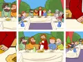 Darstellung des Abendmahls, das den Fronleichnam Ursprung erklärt. Jesus bricht das Brot mit seinen Jüngern.