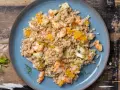 Insalata fredda di farro con gamberi, arancia e finocchio, un'idea fresca e gustosa per le tue ricette fredde.