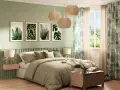 Camera da letto con stampe botaniche, tessuti naturali e luci in rattan. Un'oasi di pace per le tue ispirazioni camera da letto.