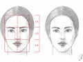 Visage femme dessin : une étude comparative montrant les proportions idéales d'un visage féminin, avec des guides de tiers.