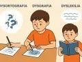 Chłopiec zmagający się z nauką. Widoczne pierwsze objawy dysleksji: trudności z pisaniem, czytaniem i rozumieniem.