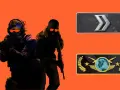 Dwóch graczy CS:GO z bronią, obok nich ikony rang: Srebrny II i Global Elite.