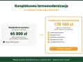 Tabela porównująca standardową wymianę źródła ciepła (65 000 zł) z kompleksową termomodernizacją (170 100 zł), pokazująca zakres prac i dofinansowanie w ramach programu Czyste Powietrze.