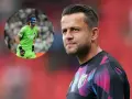 Bramkarze reprezentacji Polski: Wojtek Szczęsny i Kamil Grabara w masce ochronnej.