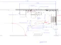 Detailed kitchen cabinet layout showing sink, island, stove, and fridge placement.