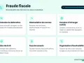 Infographie sur la fraude fiscale, détaillant ses formes courantes : omission de déclaration, dissimulation de revenus, comptes à l'étranger cachés, abus de droit, faux documents, organisation d'insolvabilité.