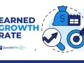 Illustration for "Earned Growth Rate" shows a money bag, calendar, magnifying glass with an upward trend graph, and a target with an arrow.