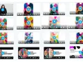 Wiele miniatur wideo prezentujących analizę kolorystyczną. Widać twarze osób na tle palet barw, podkreślające nasycenie koloru.