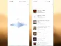 Zwei Smartphone-Bildschirme: Links eine Musikerkennungs-App mit Wellenform, rechts eine Liste mit Songvorschlägen.