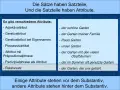 Liste von Attributen, darunter Partizipialphrasen als Attribute, z.B. "der im Sommer oft genutzte Garten".